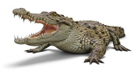 Naklejka premium Realistic crocodile open mouth sharp isolated white background