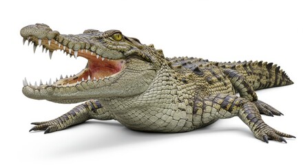 Naklejka premium Realistic crocodile open mouth sharp isolated white background