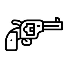 Revolver outline icon. firearm black line illustration.