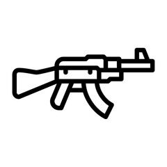 Assault rifle outline icon. Assault rifle black line illustration.