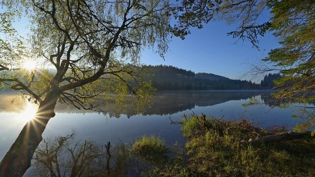 See, Spiegelung, Fr&uuml;hling, Windgf&auml;llweiher, Lenzkirch, Schwarzwald, Baden-W&uuml;rttemberg, Deutschland, Europa