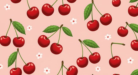 Sweet Cherry Blossom Delightful Pattern AI Generated