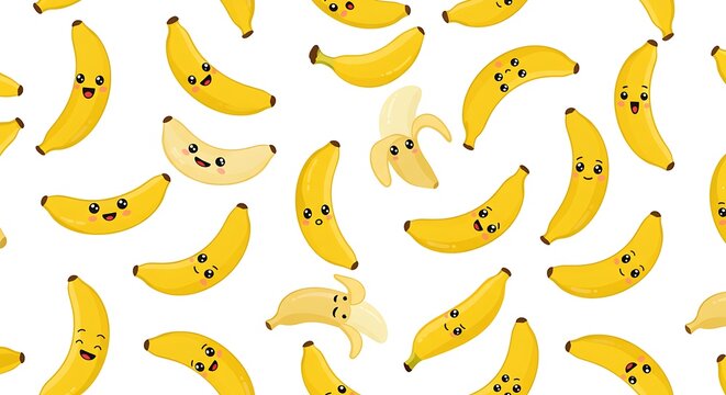 Fototapeta Happy Bananas Seamless Pattern Delightful Yellow Fruit Illustration AI Generated