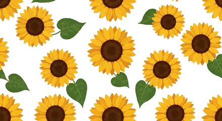 Vibrant Sunflower Pattern Golden Hues Summer Blooms AI Generated