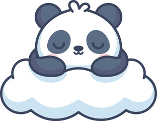 Panda sleep in cloud cartoon illustration