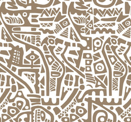 A hand-drawn drawing in the Mexican style.Seamless pattern.	
