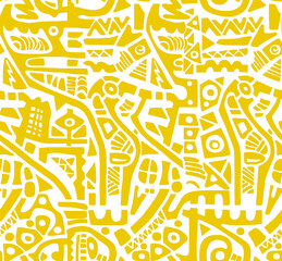 A hand-drawn drawing in the Mexican style.Seamless pattern.	
