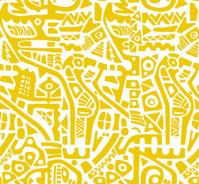 A hand-drawn drawing in the Mexican style.Seamless pattern.	
