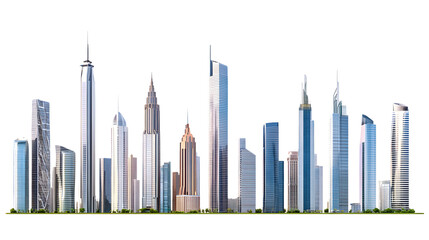 Obraz premium Modern Urban Landscape with Skyscrapers, Business Towers, Office and Residential Buildings