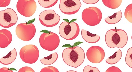 Juicy Peach Seamless Pattern Delightful Summer Fruit Design AI Generated