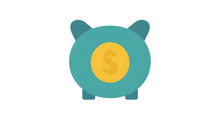 Fototapeta premium A teal piggy bank with a dollar coin symbolizing savings and finance ideal for money managemen