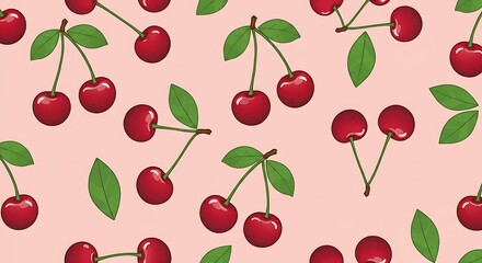 Sweet Cherry Blossom Pattern Red And Pink Delight AI Generated