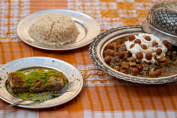 Traditional Sanliurfa dessert served in a copper plate, Turkey