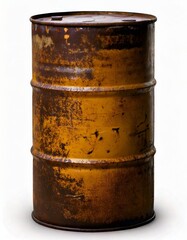 A rusted oil drum isolated on a white background