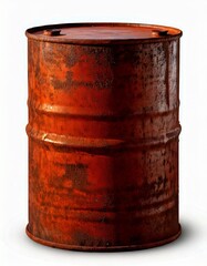 A rusted oil drum isolated on a white background