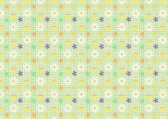 Seamless floral green background fabric, garden paper with ornamental pattern