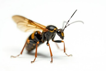 Close-up of single insect on pure white background, color, small