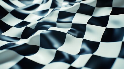 Waving checkered flag captures a moment of victory. Dynamic motion and blurred background create a feeling of speed and excitement