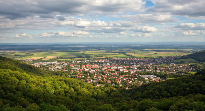 Vue a&eacute;rienne d&rsquo;un village campagnard