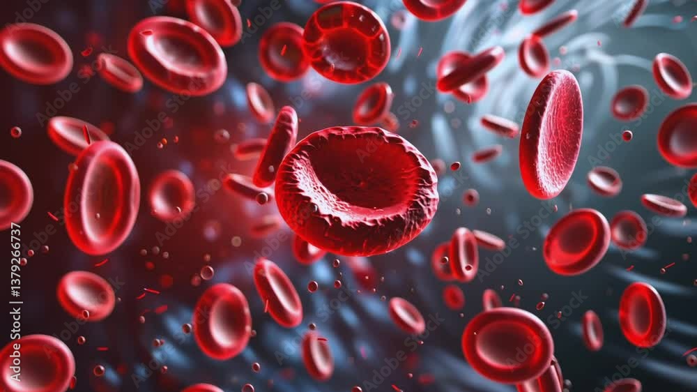 Poster this 3d visuals of synthetic blood cells showcase advances in hemoglobin transfusion tech.