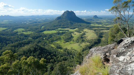 Panoramic View of Majestic Glass House Mountains