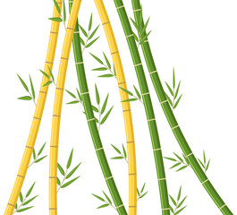 Fototapeta premium Green and yellow bamboo zen nature leaves illustration clipart