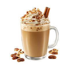 Maple Pecan Latte in a Cup Isolated on Transparent Background