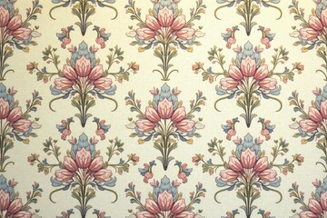 Subtle floral damask design in muted tones, elegant repeat , textile, delicate, leaves