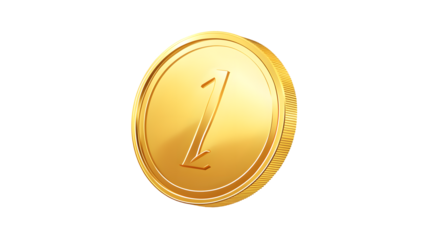 Golden Coin with Number One Shiny Detailed and Symbolic for Finance Gaming and Rewards