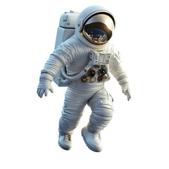 A 3D Cartoon Astronaut in a Spacesuit Walking Isolated on Transparent Background