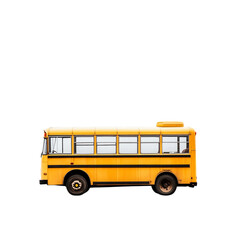A Yellow School Bus with Large Windows Isolated on Transparent Background