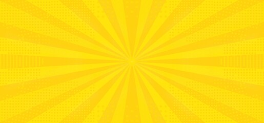 Vintage pop art yellow background. Banner comic book illustration 
