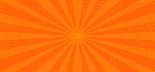 Vintage pop art orange background. Banner comic illustration 
