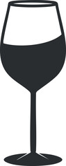 Silhouette of a wine glass icon in black and white, depicting elegance and simplicity.