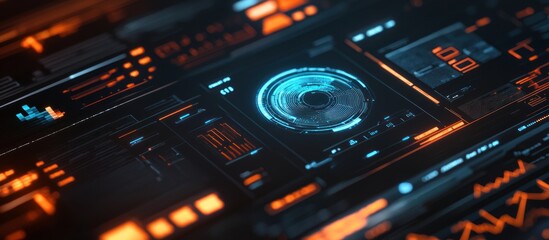 Obraz premium Futuristic Tech Interface: Neon Hues and Digital Design