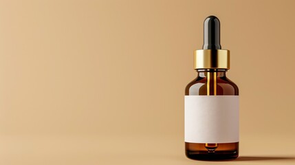 Naklejka premium Elegant dropper bottle for beauty serum with minimalist label design and premium cosmetic mockup.