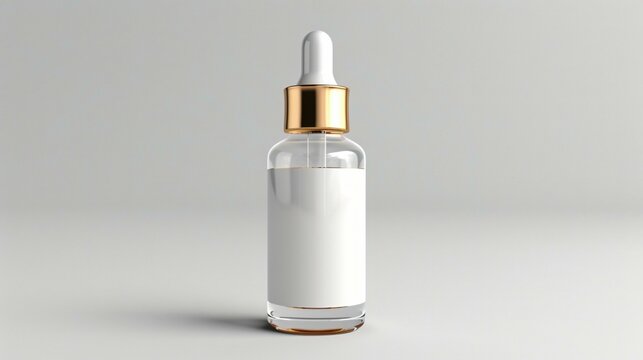 Minimalist cosmetic dropper bottle packaging, featuring a matte finish and sophisticated branding style.