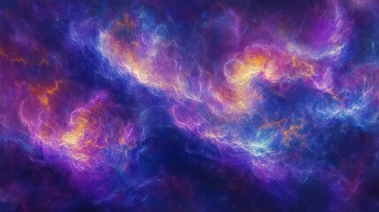 Vibrant Purple and Blue Cosmic Nebula Abstract Impressionist Digital Art