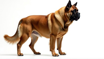Obraz premium Majestic mastiff, powerful stance, white background, mastiff, portrait