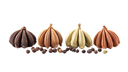 Aromatic Cardamon, Anise, and Vanilla Isolated on White Background for Culinary Design