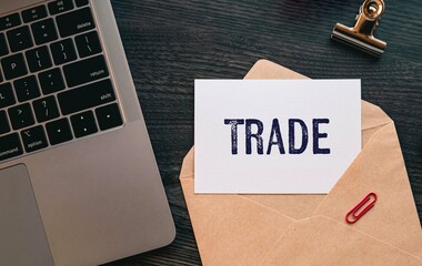 There is word card with the word Trade. It is as an eye-catching image.
