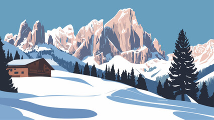 The Dolomites in Winter Italy Snow-Covered Landscape in Digital Art