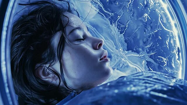 This young individual experiences cryosleep within a high-tech chamber designed for future exploration.