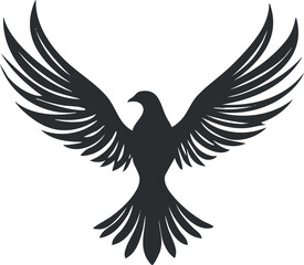 Obraz premium Black silhouette of a mythical phoenix with outstretched wings, symbolizing rebirth and freedom.