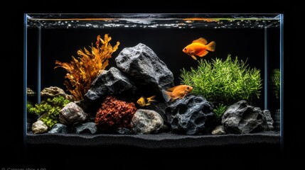 Vibrant Aquarium with Colorful Fish and Lush Plants