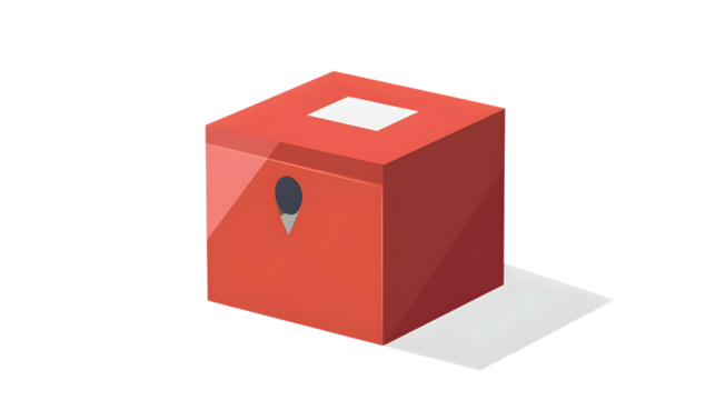 Red Cube with Slot and Handle Ideal for Storage Design and Artistic Projects