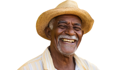 Cheerful Cuban senior man laughing isolated on yellow background for professional use in design projects