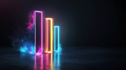 Neon Bar Chart Visual on Dark Background