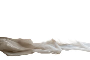 Draped Linen and Sheer Fabric, Textured Beige and White Swirl