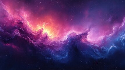Obraz premium Vibrant Purple and Blue Cosmic Nebula Abstract Landscape